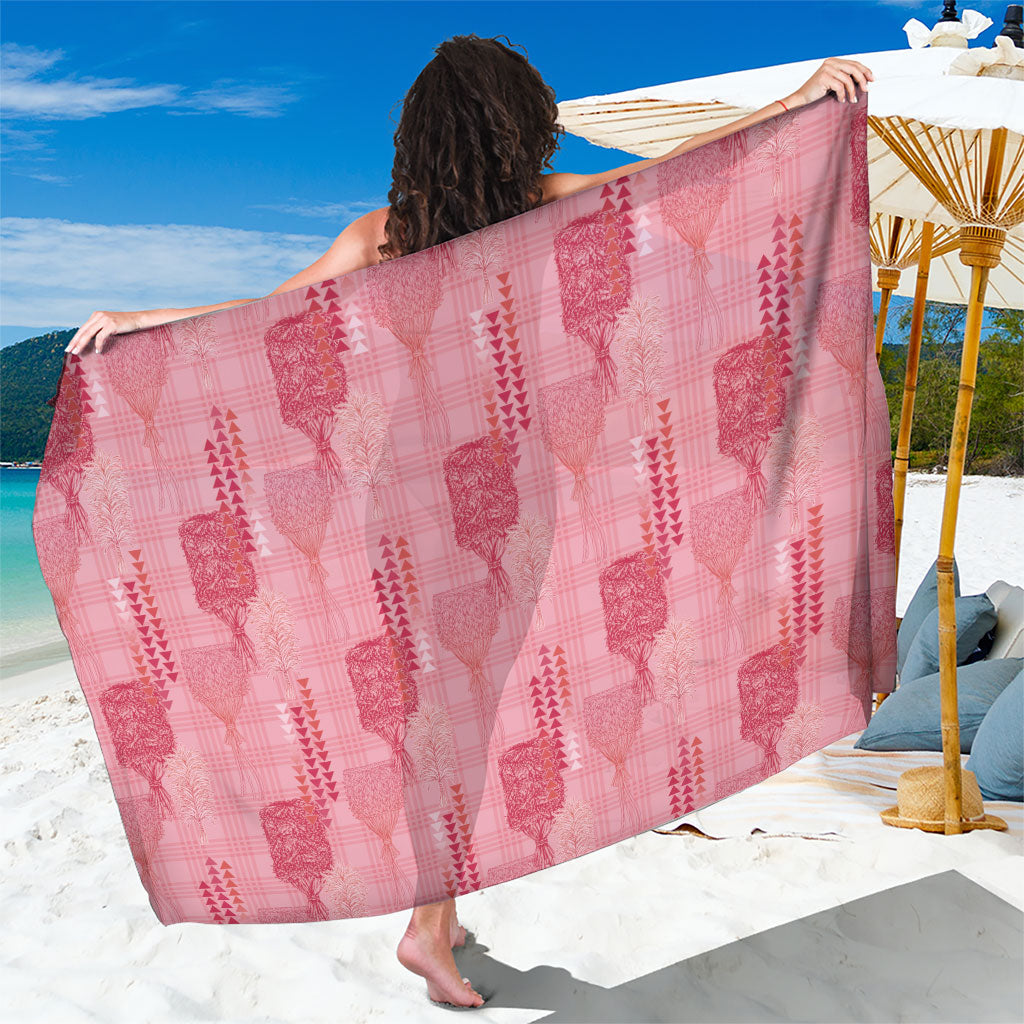 Aloha Hawaii Vintage Kahili Pa'a Lima Sarong Palaka Print Berry Pink LT7 One Size 44 x 66 inches Pink - Polynesian Pride