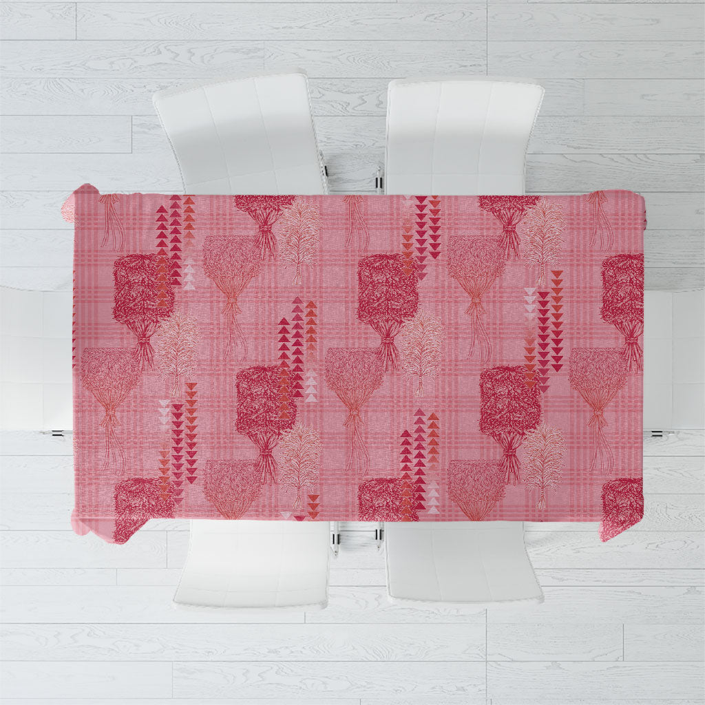 Aloha Hawaii Vintage Kahili Pa'a Lima Tablecloth Palaka Print Berry Pink LT7 Pink - Polynesian Pride
