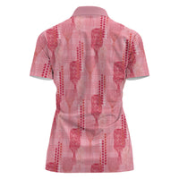 Aloha Hawaii Vintage Kahili Pa'a Lima Women Polo Shirt Palaka Print Berry Pink