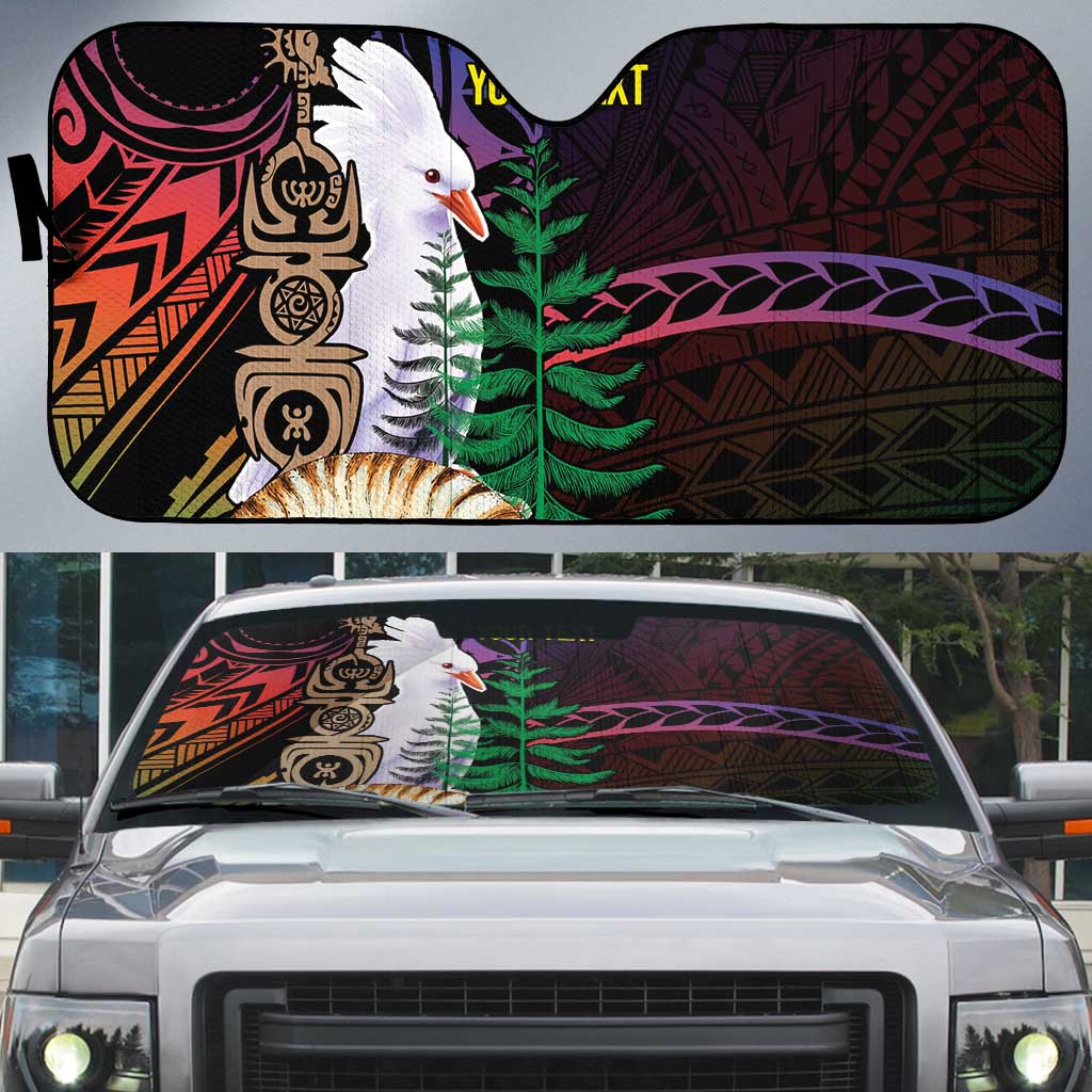 New Caledonia Kanaky Personalized Auto Sun Shade Kagu Bird Emblem - Polynesian Pride