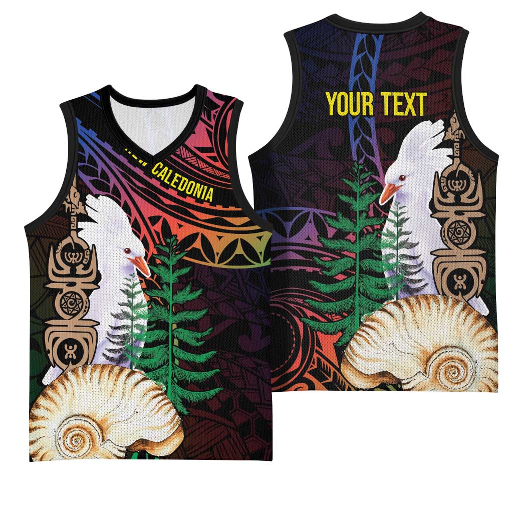 New Caledonia Kanaky Personalized Basketball Jersey Kagu Bird Emblem - Polynesian Pride