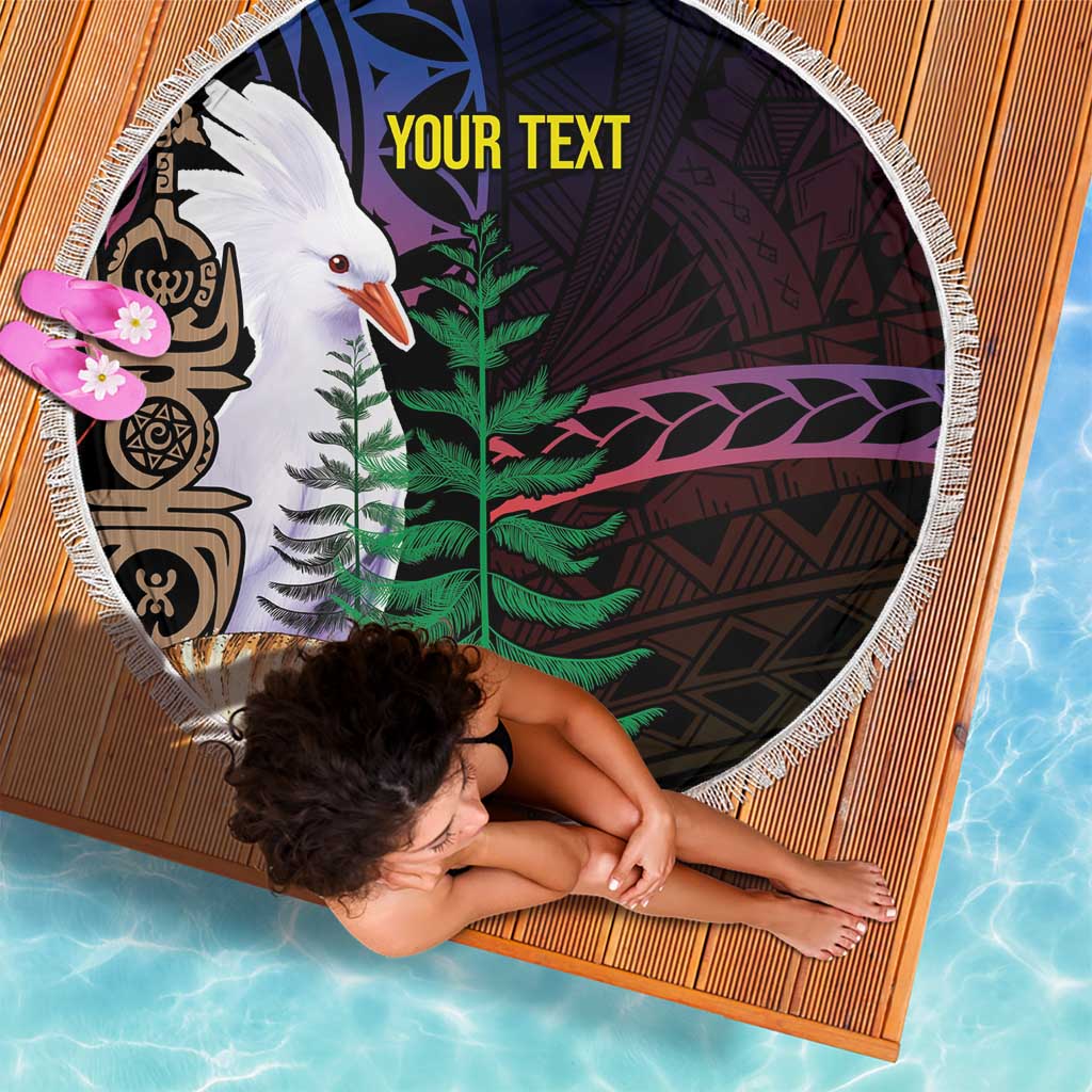 New Caledonia Kanaky Personalized Beach Blanket Kagu Bird Emblem - Polynesian Pride