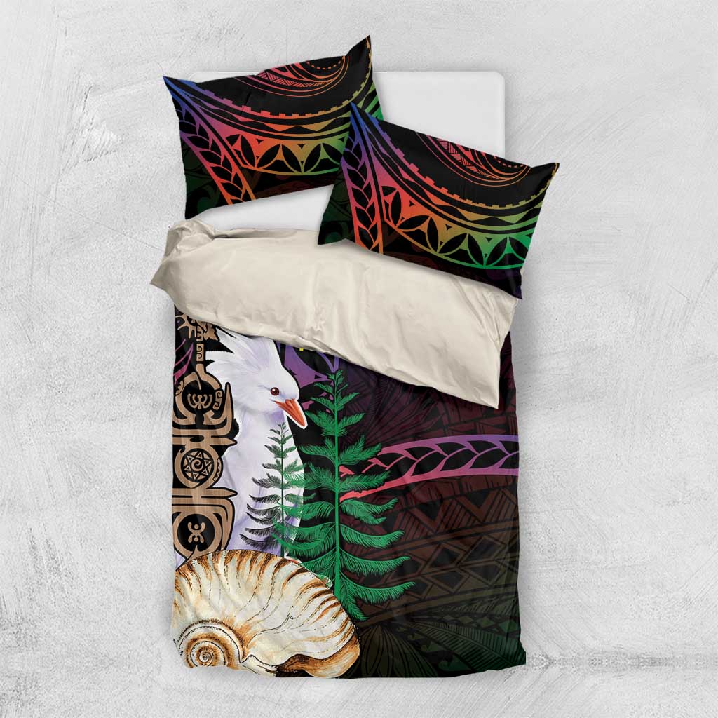 New Caledonia Kanaky Personalized Bedding Set Kagu Bird Emblem LT7 US Twin 172cm x 218cm Black - Polynesian Pride
