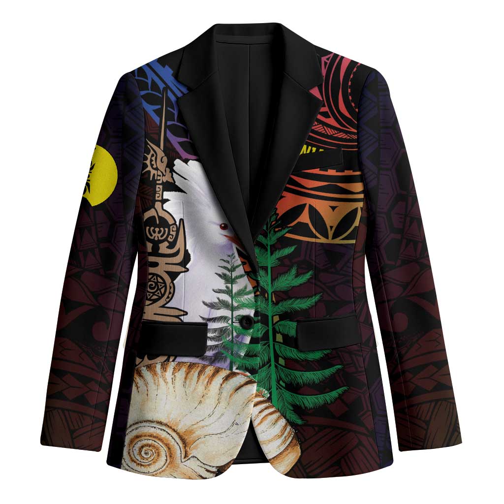 New Caledonia Kanaky Personalized Blazer Kagu Bird Emblem LT7 Unisex Black - Polynesian Pride