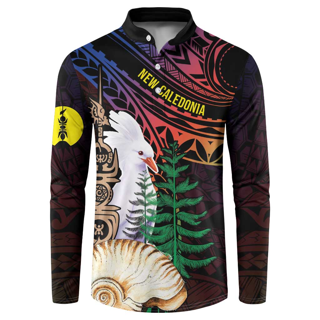 New Caledonia Kanaky Personalized Button Sweatshirt Kagu Bird Emblem - Polynesian Pride