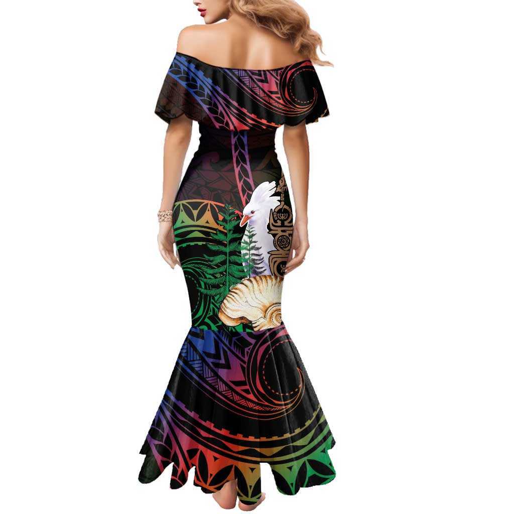 New Caledonia Kanaky Personalized Family Matching Mermaid Dress and Hawaiian Shirt Kagu Bird Emblem - Polynesian Pride