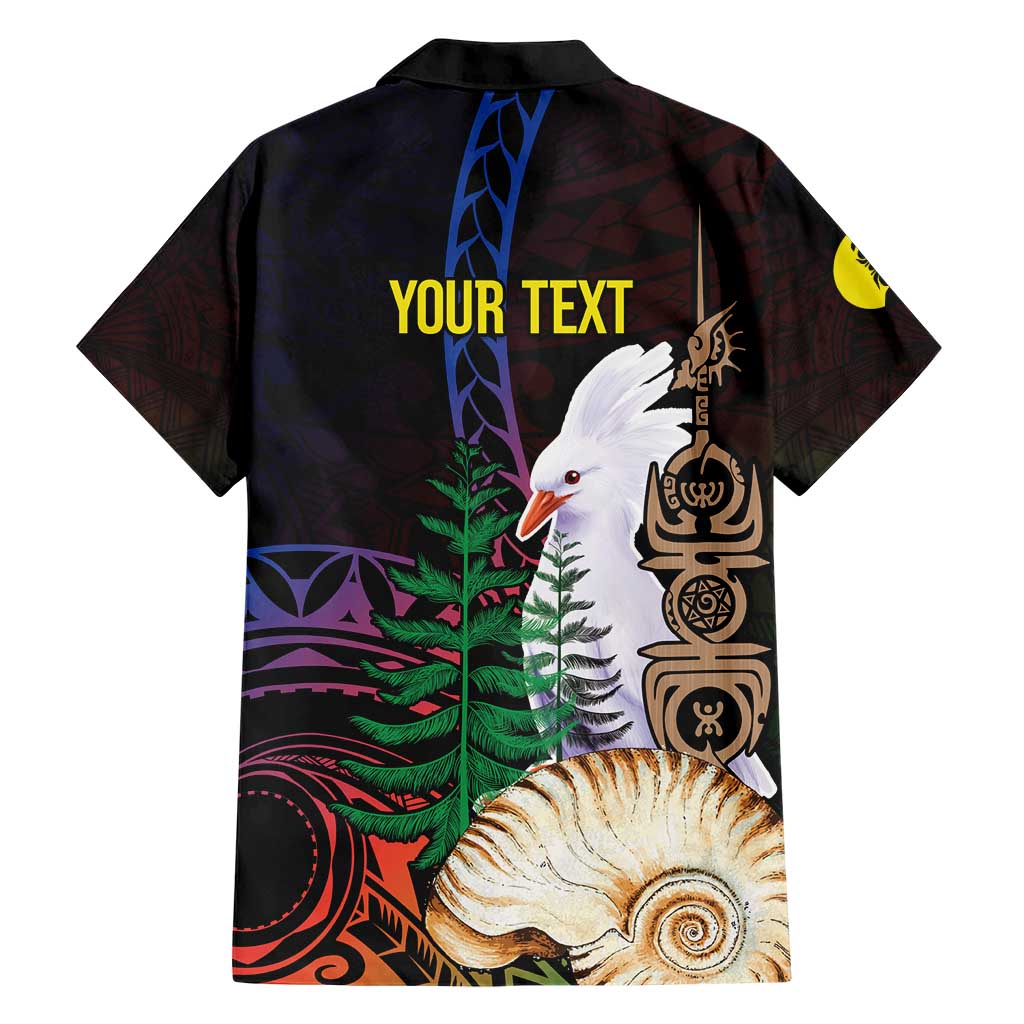 New Caledonia Kanaky Personalized Family Matching Short Sleeve Bodycon Dress and Hawaiian Shirt Kagu Bird Emblem - Polynesian Pride