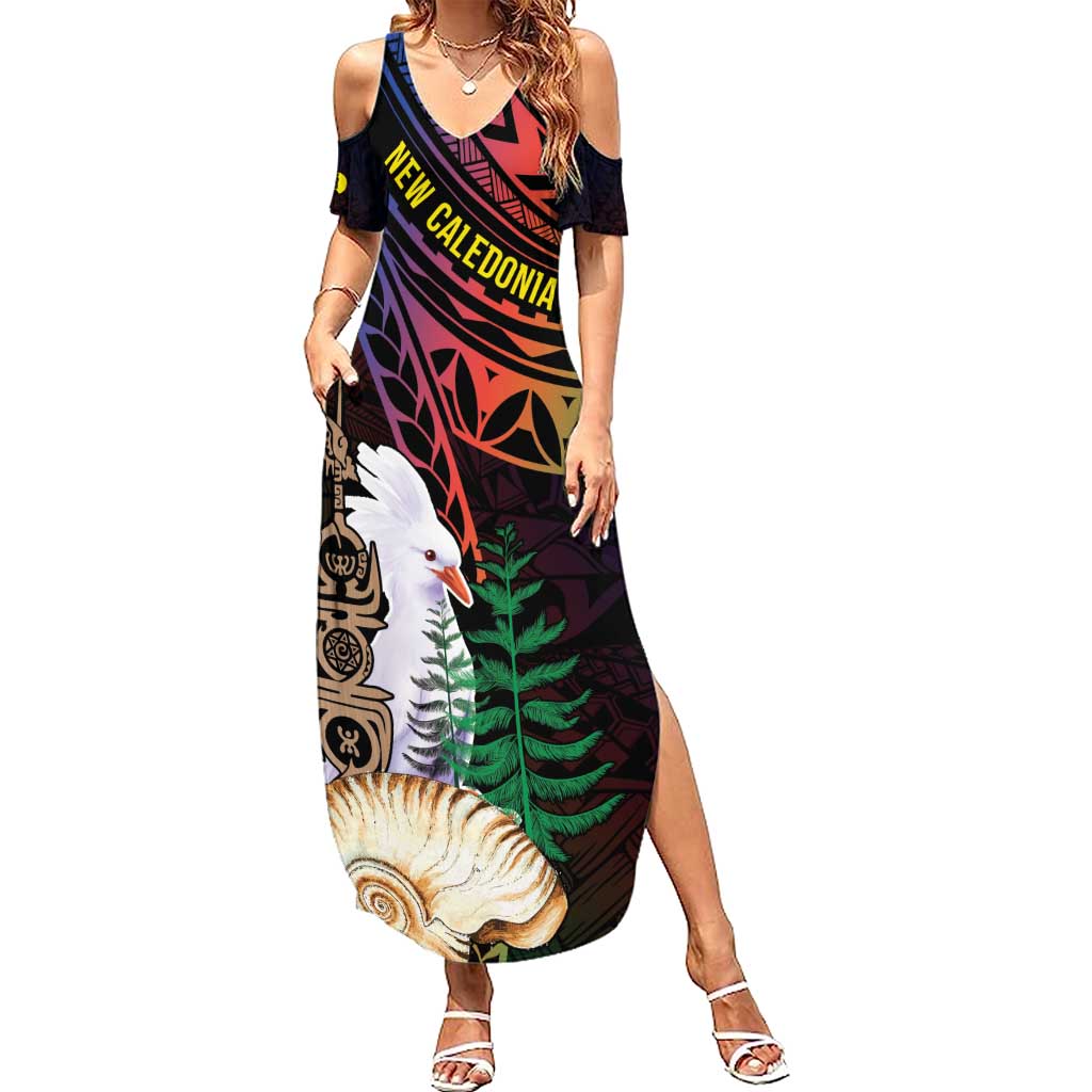 New Caledonia Kanaky Personalized Family Matching Summer Maxi Dress and Hawaiian Shirt Kagu Bird Emblem - Polynesian Pride