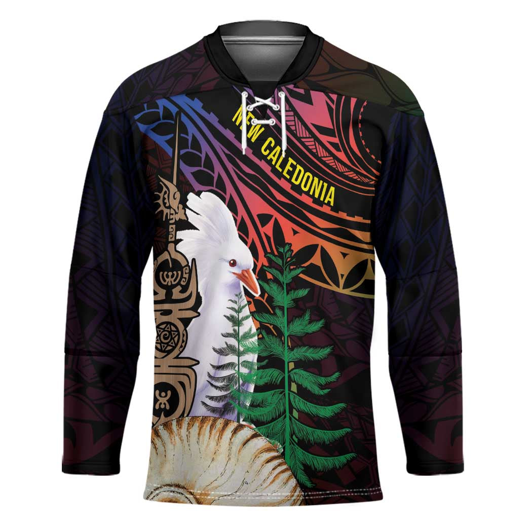 New Caledonia Kanaky Personalized Hockey Jersey Kagu Bird Emblem - Polynesian Pride