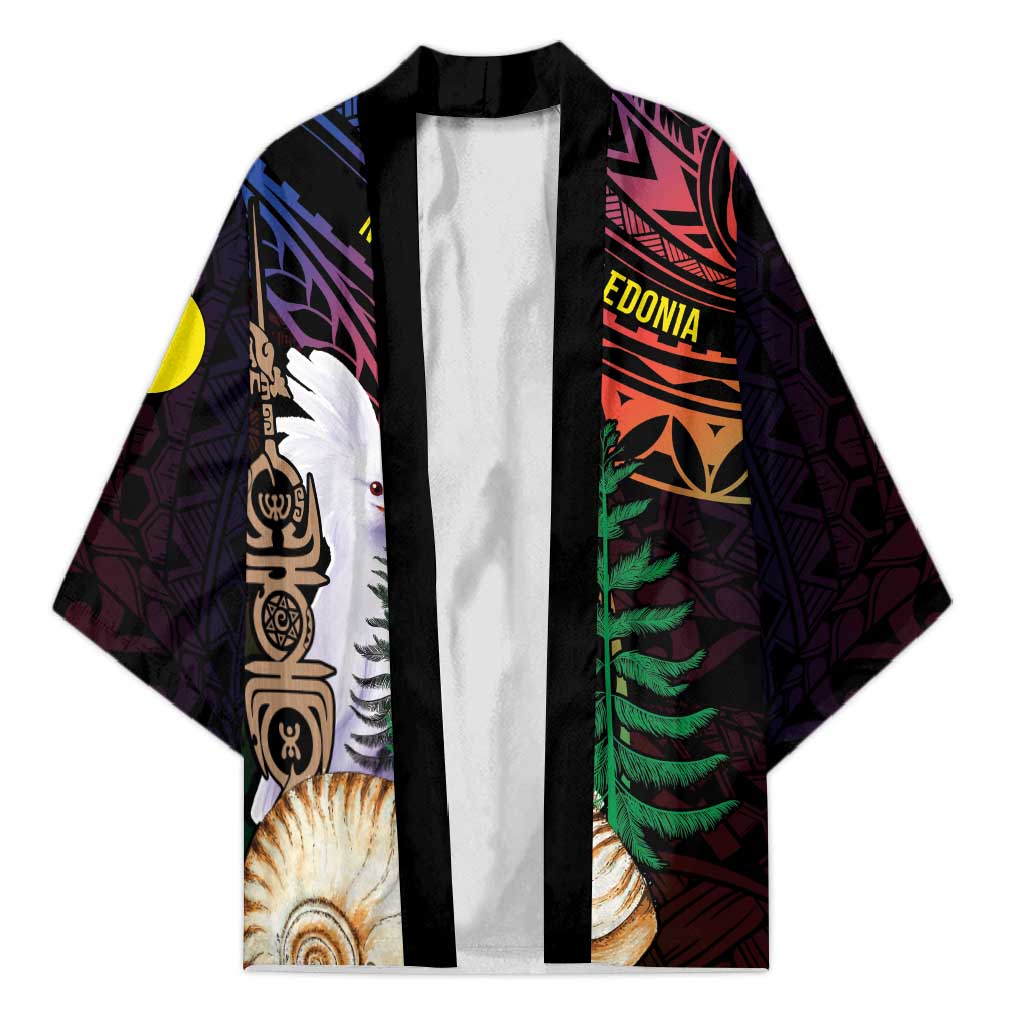 New Caledonia Kanaky Personalized Kimono Kagu Bird Emblem LT7 Unisex Black - Polynesian Pride