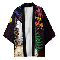 New Caledonia Kanaky Personalized Kimono Kagu Bird Emblem LT7 Unisex Black - Polynesian Pride