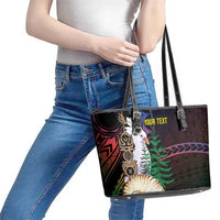 New Caledonia Kanaky Personalized Leather Tote Bag Kagu Bird Emblem - Polynesian Pride