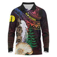 New Caledonia Kanaky Personalized Long Sleeve Polo Shirt Kagu Bird Emblem - Polynesian Pride