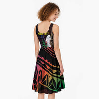 New Caledonia Kanaky Personalized Midi Dress Kagu Bird Emblem - Polynesian Pride