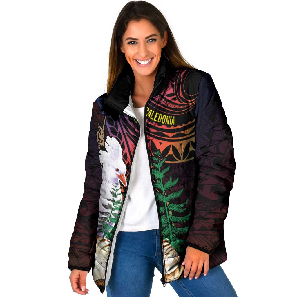 New Caledonia Kanaky Personalized Padded Jacket Kagu Bird Emblem LT7 Women Black - Polynesian Pride