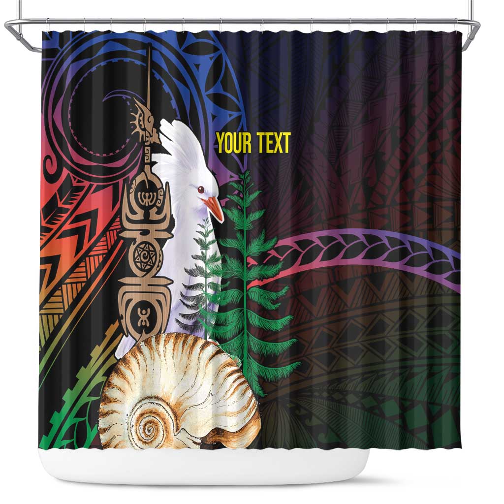 New Caledonia Kanaky Personalized Shower Curtain Kagu Bird Emblem - Polynesian Pride