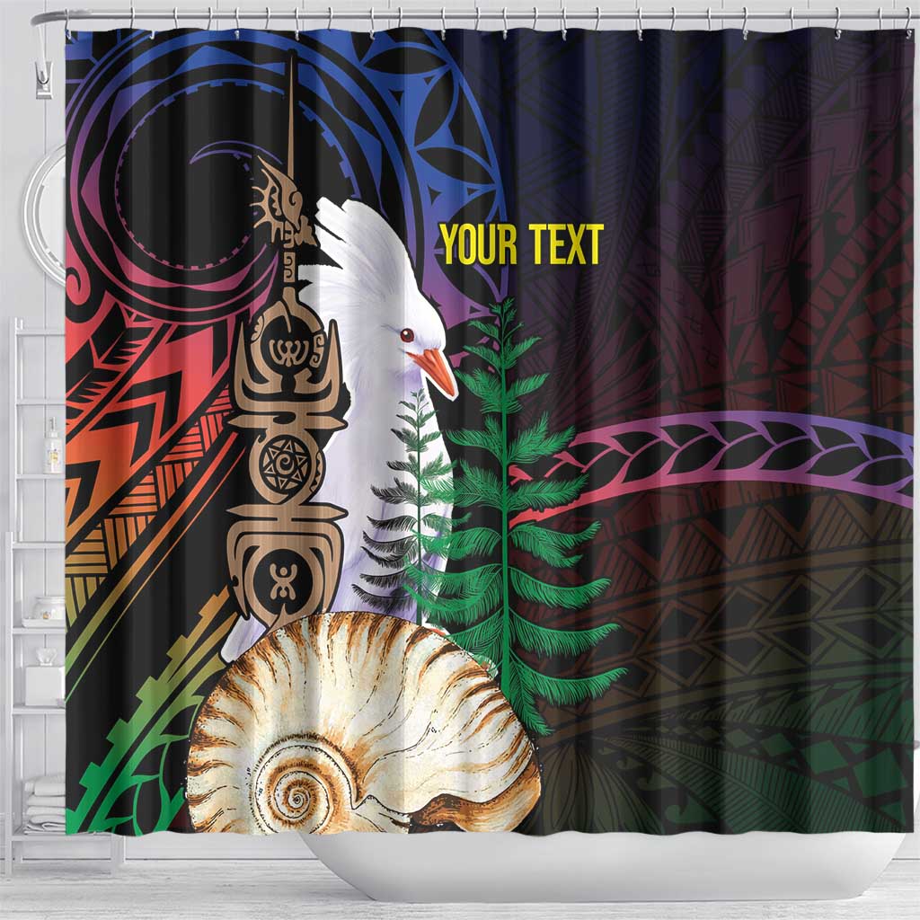 New Caledonia Kanaky Personalized Shower Curtain Kagu Bird Emblem - Polynesian Pride