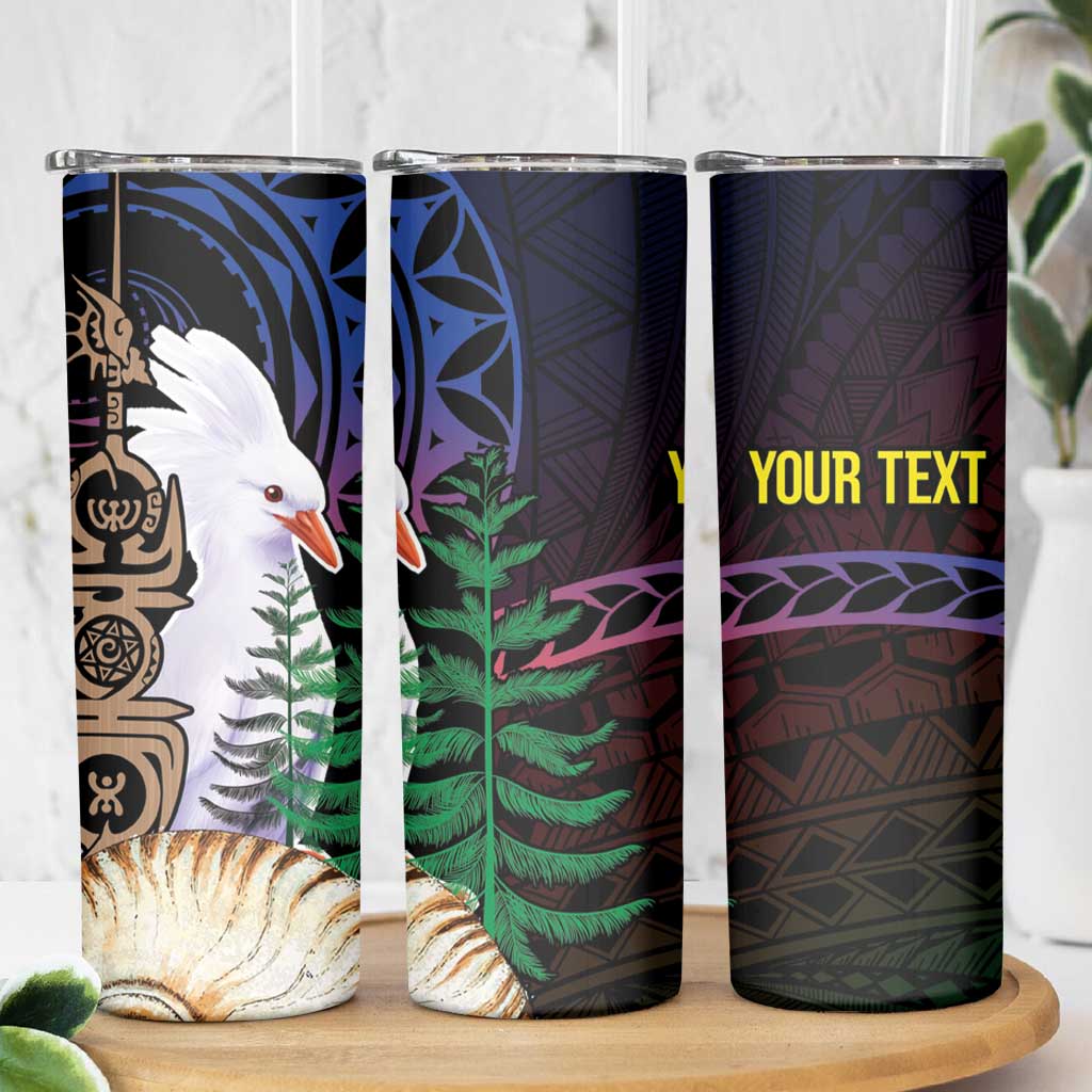New Caledonia Kanaky Personalized Skinny Tumbler Kagu Bird Emblem - Polynesian Pride