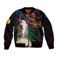 New Caledonia Kanaky Personalized Sleeve Zip Bomber Jacket Kagu Bird Emblem - Polynesian Pride