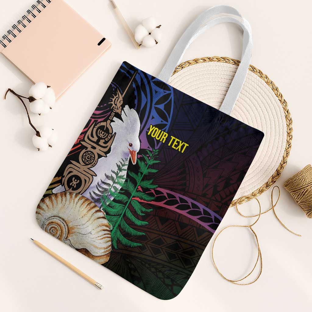 New Caledonia Kanaky Personalized Tote Bag Kagu Bird Emblem LT7 White Strap One Size Black - Polynesian Pride