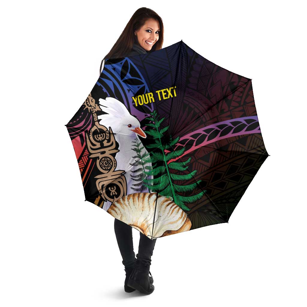 New Caledonia Kanaky Personalized Umbrella Kagu Bird Emblem - Polynesian Pride