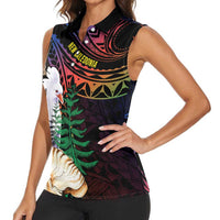 New Caledonia Kanaky Personalized Women Sleeveless Polo Shirt Kagu Bird Emblem - Polynesian Pride