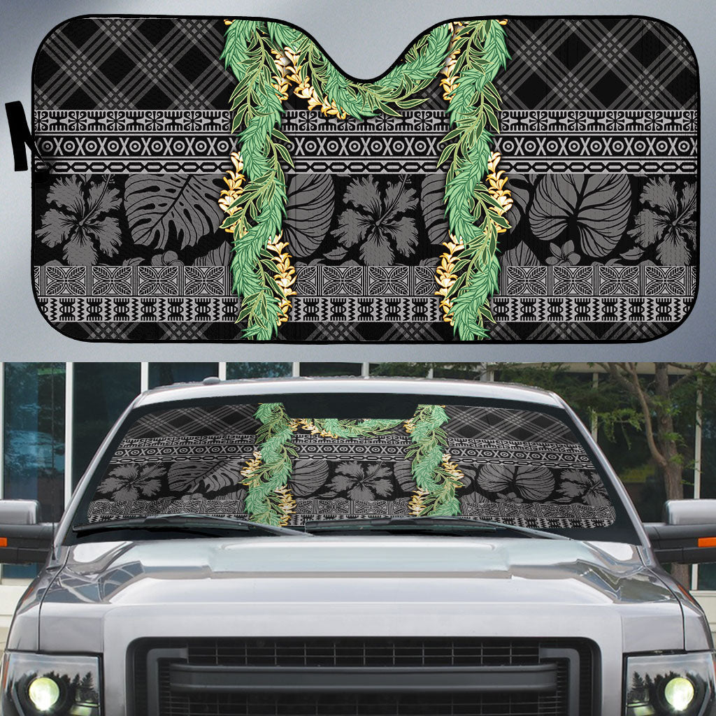 Hawai'i Paniolo Maile Twisted Lei Auto Sun Shade Obsidian Black