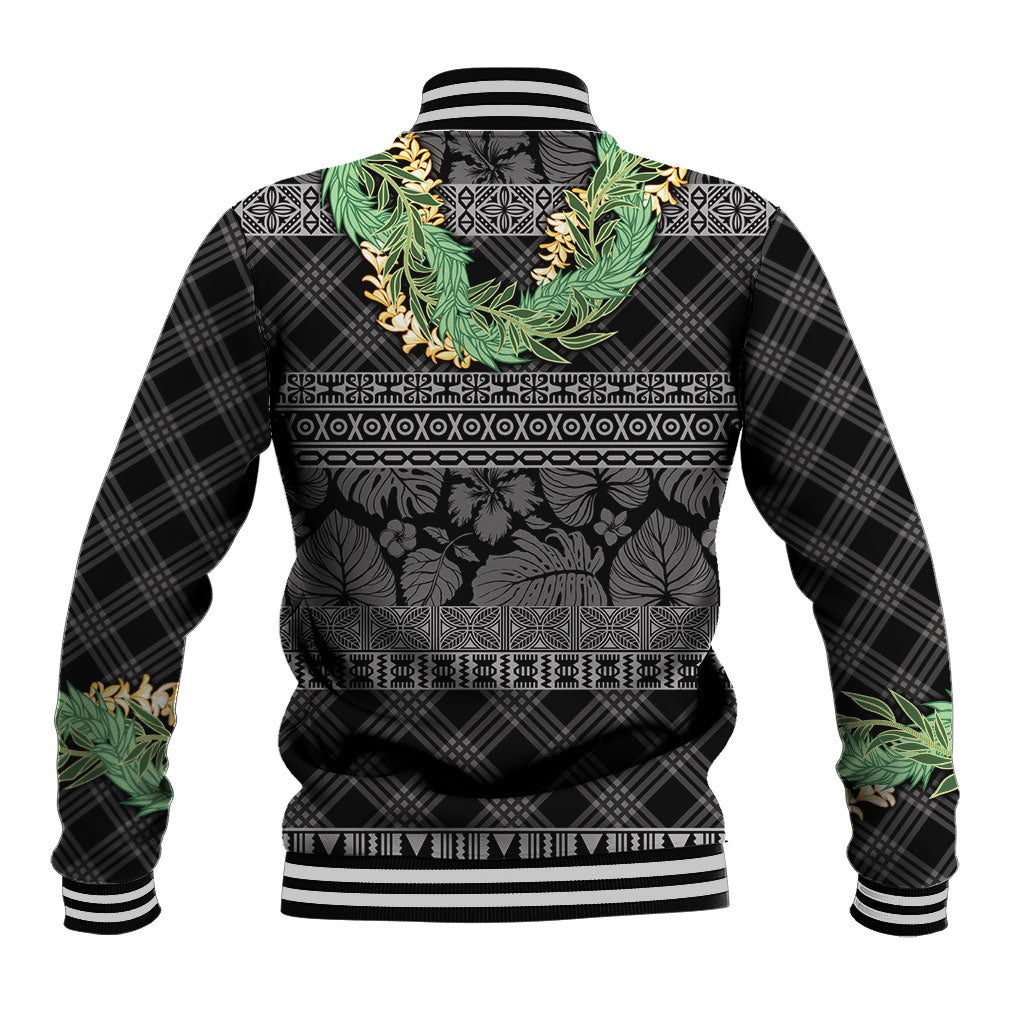 Hawai'i Paniolo Maile Twisted Lei Baseball Jacket Obsidian Black LT7 - Polynesian Pride