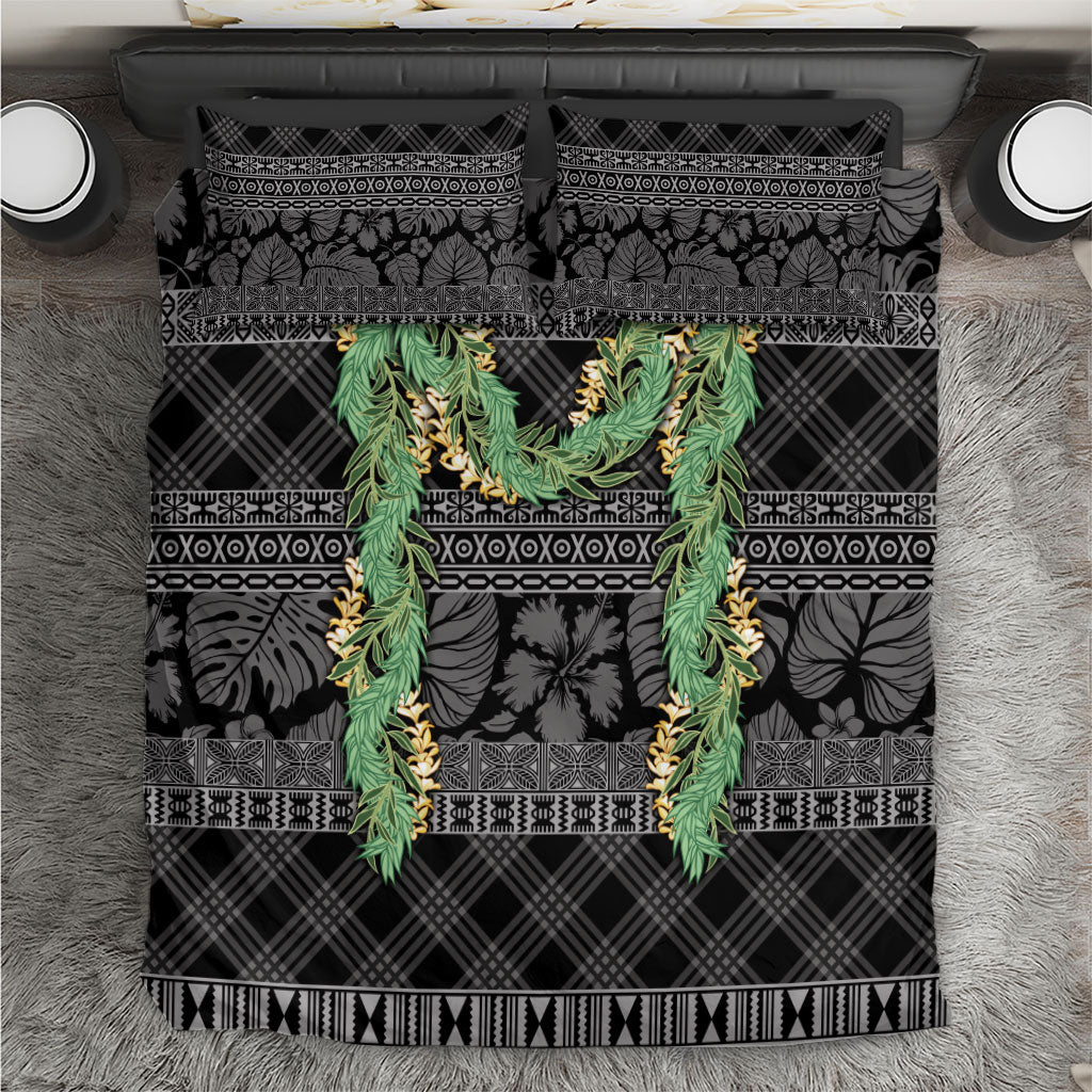 Hawai'i Paniolo Maile Twisted Lei Bedding Set Obsidian Black