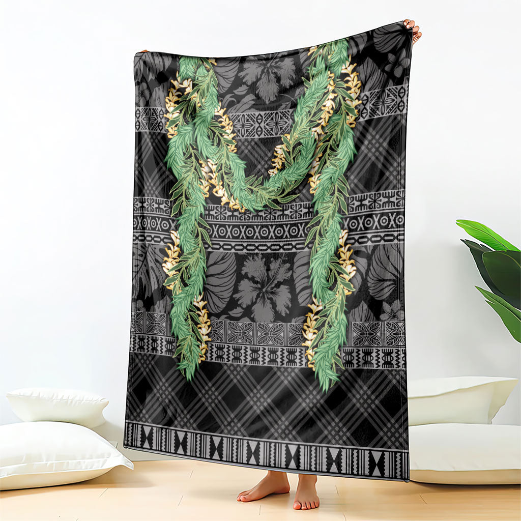 Hawai'i Paniolo Maile Twisted Lei Blanket Obsidian Black LT7 - Polynesian Pride