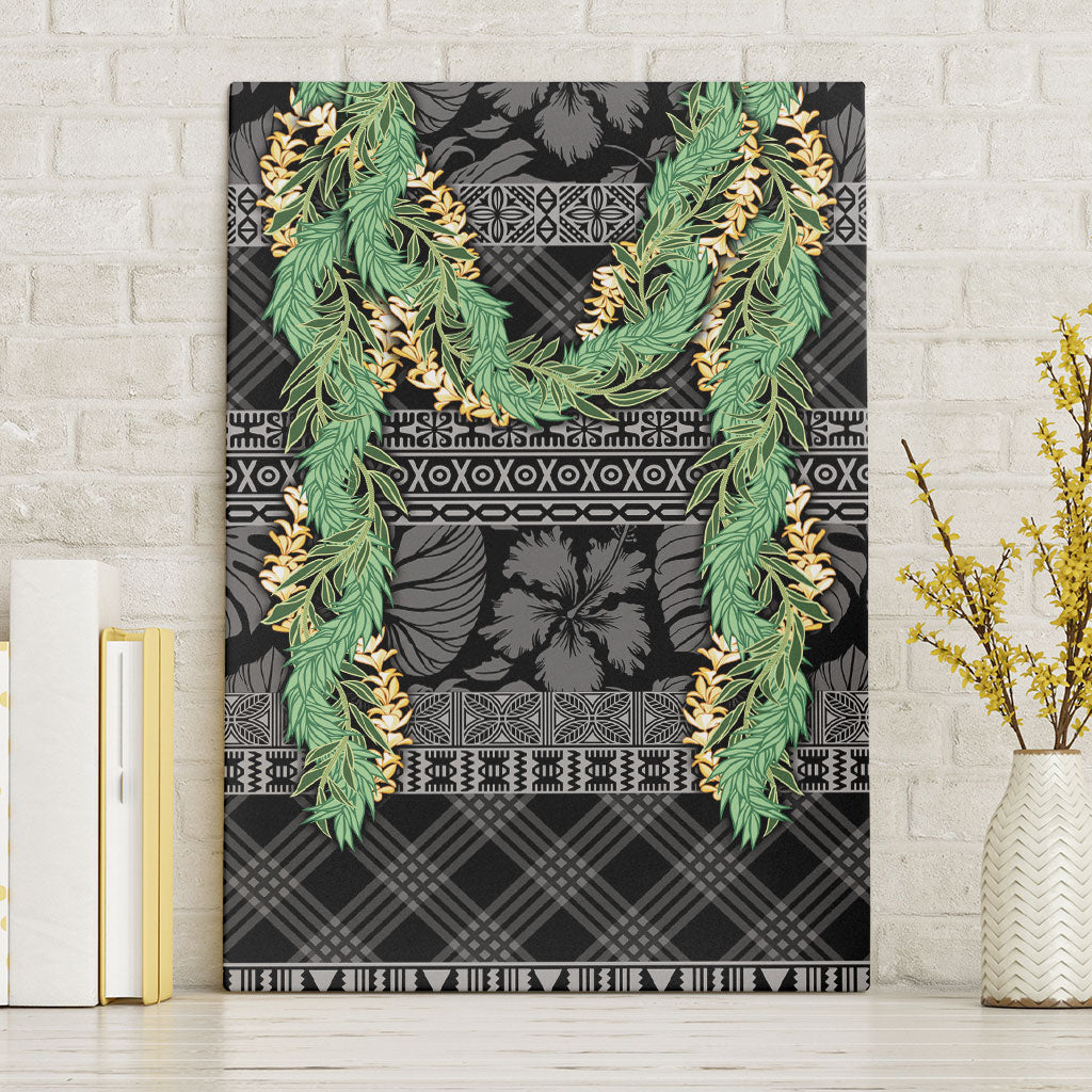Hawai'i Paniolo Maile Twisted Lei Canvas Wall Art Obsidian Black