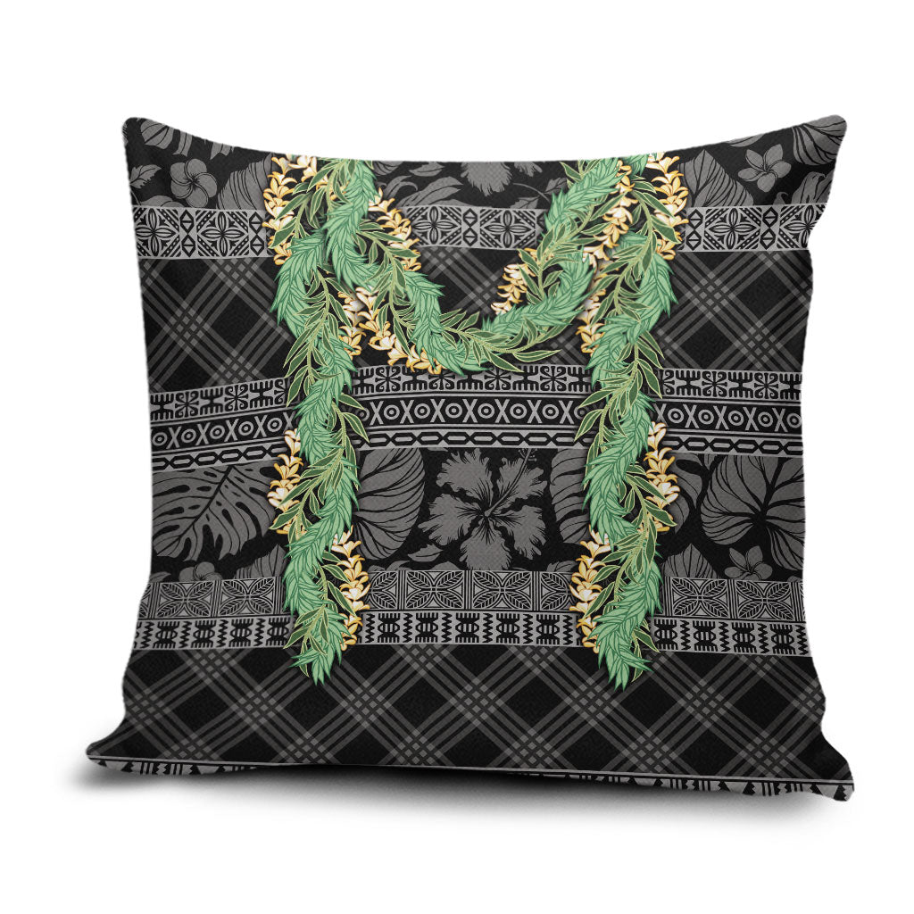 Hawai'i Paniolo Maile Twisted Lei Pillow Cover Obsidian Black