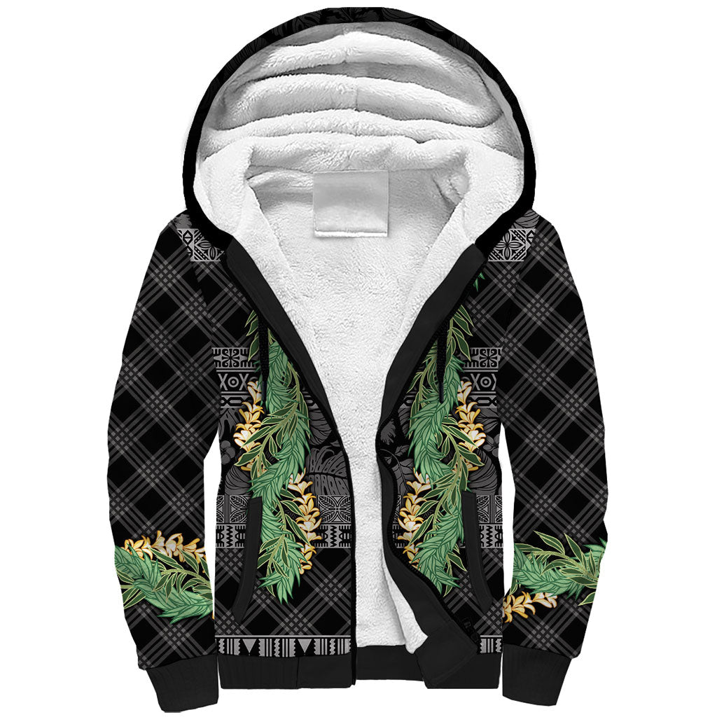 Hawai'i Paniolo Maile Twisted Lei Sherpa Hoodie Obsidian Black