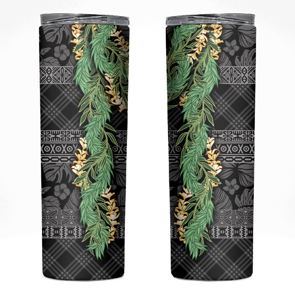 Hawai'i Paniolo Maile Twisted Lei Skinny Tumbler Obsidian Black LT7 Black - Polynesian Pride