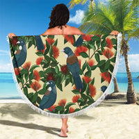 New Zealand Christmas Beach Blanket Romantic Tui Birds on Pohutukawa - Ivory LT7 - Polynesian Pride