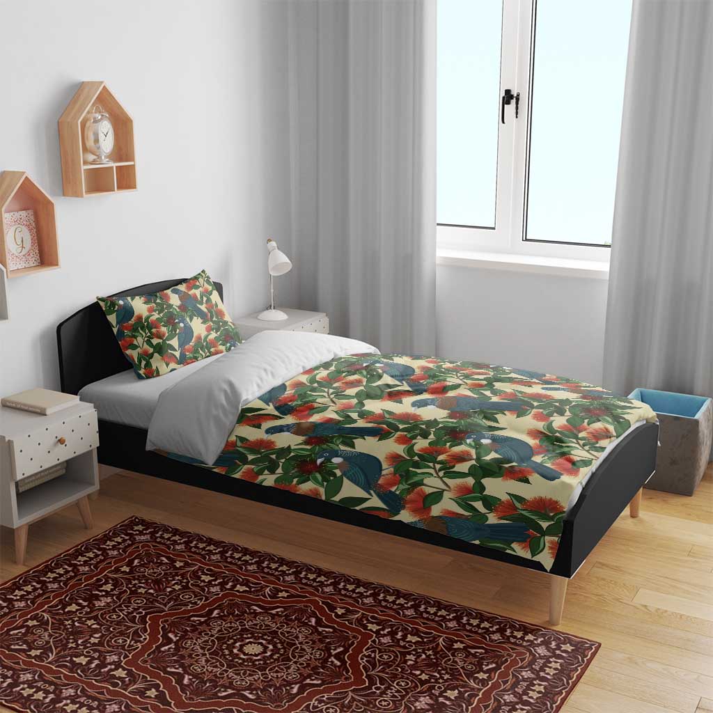 New Zealand Christmas Bedding Set Romantic Tui Birds on Pohutukawa - Ivory LT7 - Polynesian Pride