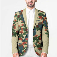 New Zealand Christmas Blazer Romantic Tui Birds on Pohutukawa - Ivory LT7 - Polynesian Pride