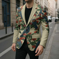 New Zealand Christmas Blazer Romantic Tui Birds on Pohutukawa - Ivory LT7 - Polynesian Pride