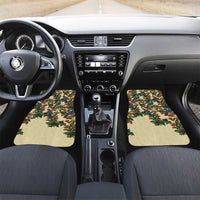 New Zealand Christmas Car Mats Romantic Tui Birds on Pohutukawa - Ivory LT7 Set 2pcs - Front Ivory - Polynesian Pride