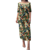New Zealand Christmas Family Matching Puletasi and Hawaiian Shirt Romantic Tui Birds on Pohutukawa - Ivory - Polynesian Pride