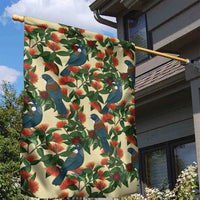 New Zealand Christmas Garden Flag Romantic Tui Birds on Pohutukawa - Ivory - Polynesian Pride