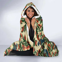 New Zealand Christmas Hooded Blanket Romantic Tui Birds on Pohutukawa - Ivory LT7 - Polynesian Pride