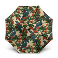 New Zealand Christmas Umbrella Romantic Tui Birds on Pohutukawa - Ivory - Polynesian Pride