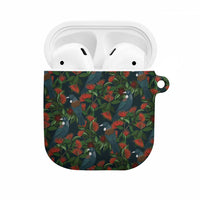 New Zealand Christmas AirPods Case Romantic Tui Birds on Pohutukawa - Cobalt - Polynesian Pride