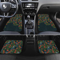 New Zealand Christmas Car Mats Romantic Tui Birds on Pohutukawa - Cobalt - Polynesian Pride