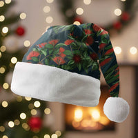 New Zealand Christmas Santa Hat Romantic Tui Birds on Pohutukawa - Cobalt - Polynesian Pride