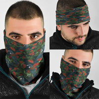 New Zealand Christmas Neck Gaiter Romantic Tui Birds on Pohutukawa - Cobalt LT7 - Polynesian Pride