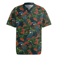 New Zealand Christmas Rugby Jersey Romantic Tui Birds on Pohutukawa - Cobalt - Polynesian Pride