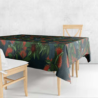 New Zealand Christmas Tablecloth Romantic Tui Birds on Pohutukawa - Cobalt LT7 - Polynesian Pride