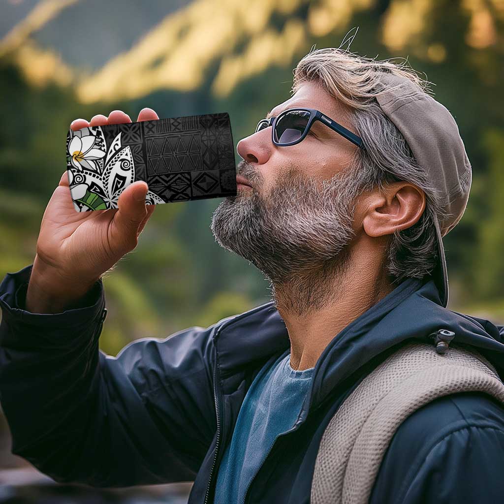 Polynesian 4 in 1 Can Cooler Tumbler Tropical Santa - Plumeria Black Vintage